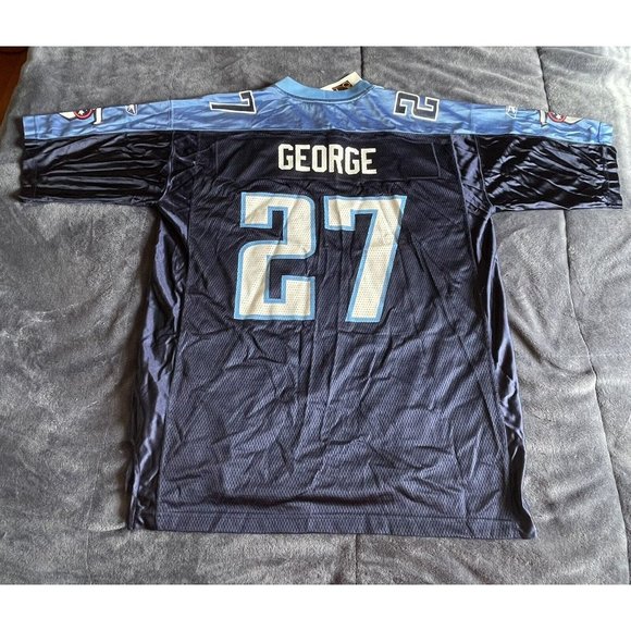 EDDIE GEORGE Tennessee TITANS Football REEBOK Replica LARGE Jersey NEW Blue NFL - Picture 6 of 6